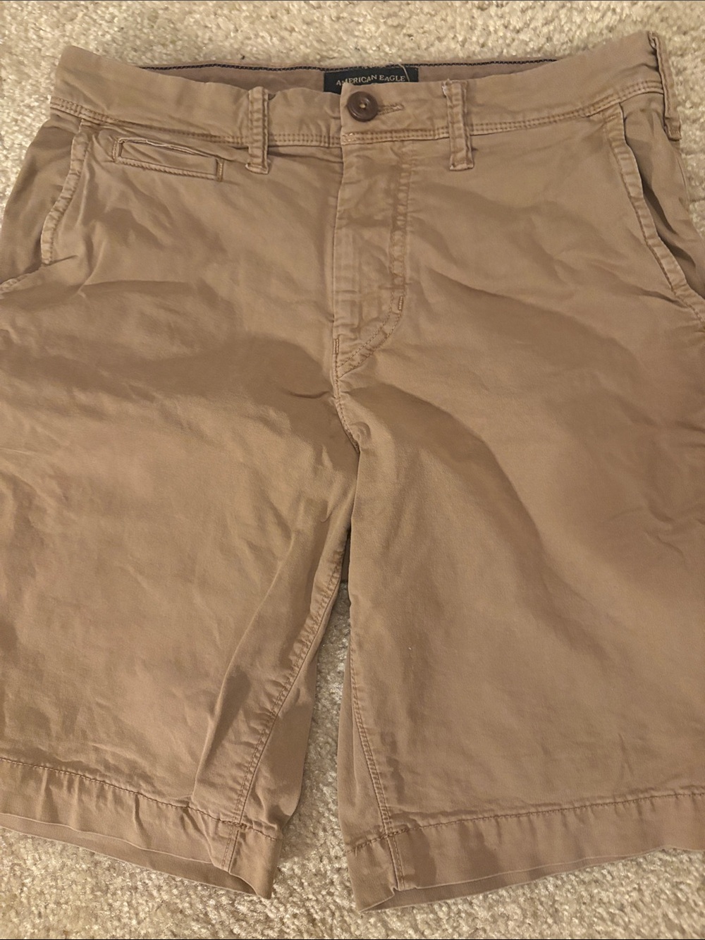 American Eagle Outfitters Tan Flat-Front Chino Shorts